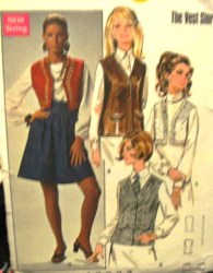 5188 BUTTERICK 1969 CUTIE VESTS CROPPED OR NOT  PATTERN 12 UNCUT